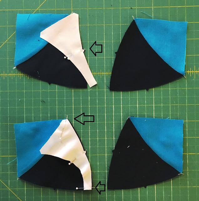 correctly pinning curved quilt fabric pieces