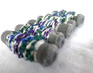 perles textile, fiber beads, couture perles textile, fiber beads, couture, gris, bleu, vert, argent
