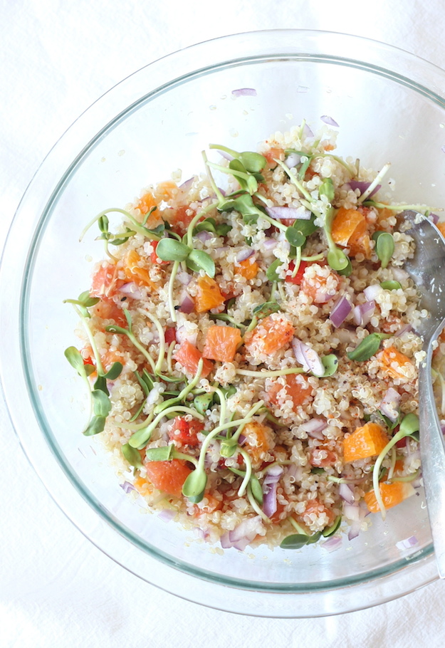 Honey Tangerine & Quinoa Salad with Asian Citrus Dressing recipe by SeasonWithSpice.com