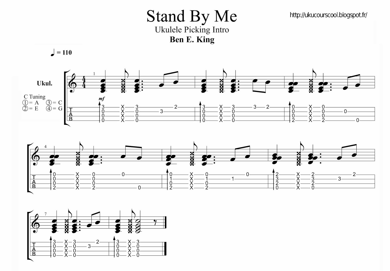 Chanson La Plus Facile Au Ukulele UkuCoursCool: TAB' n' VID' N°37: "Stand By Me"- Ben E. King (Uku LVL