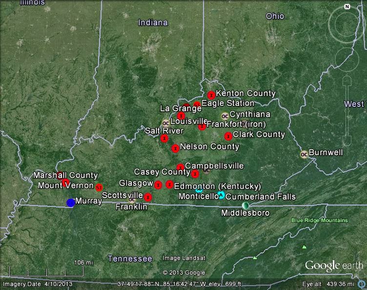 Meteorite Maps and Impact Craters Worldwide Kentucky Meteorites and Impact Crater Map with KMLs