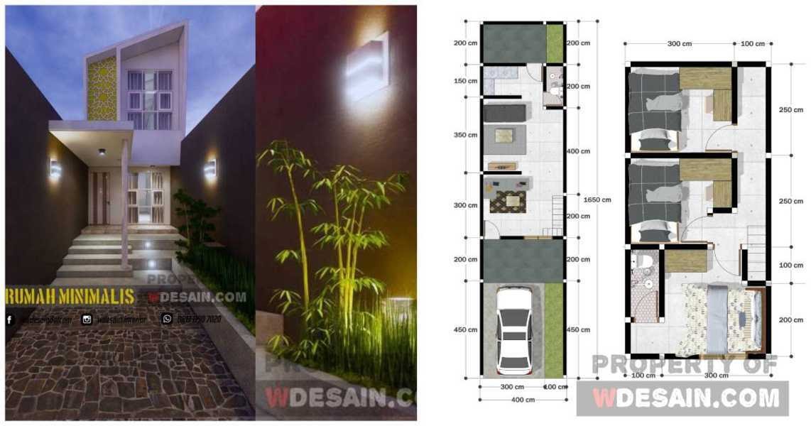 Desain Rumah 2 Lantai Ukuran 4x10 Meter dengan Denah yang Simpel