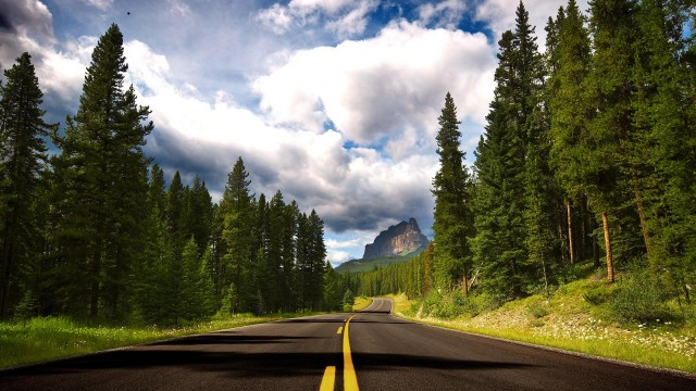 Road wallpaper with blue sky