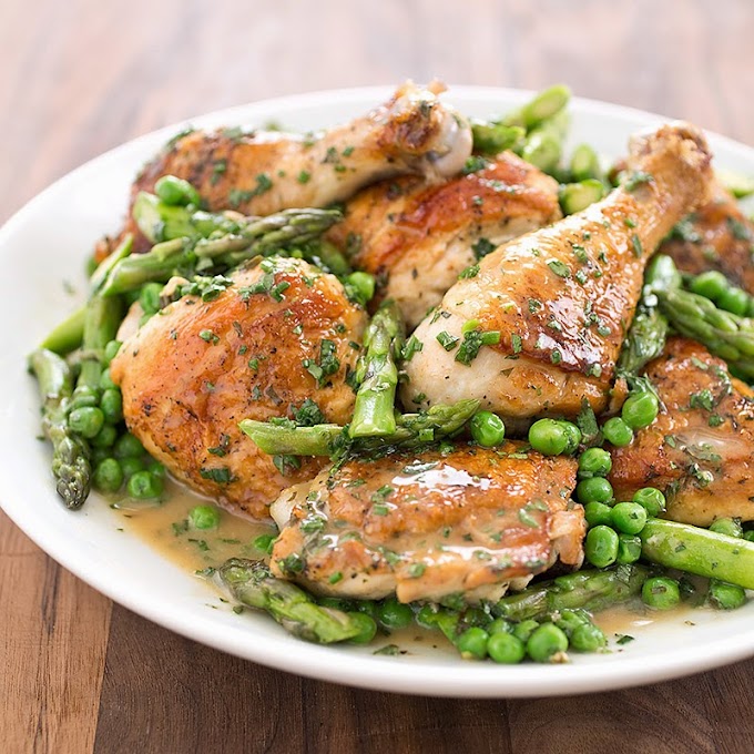 Skillet Chicken with Spring Vegetables Recipe