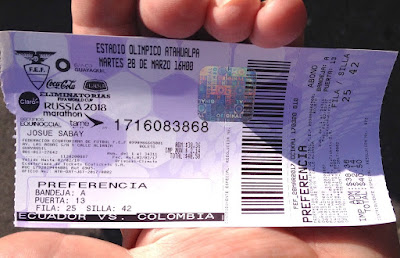 Soccer ticket from the Olympic Stadium in Quito