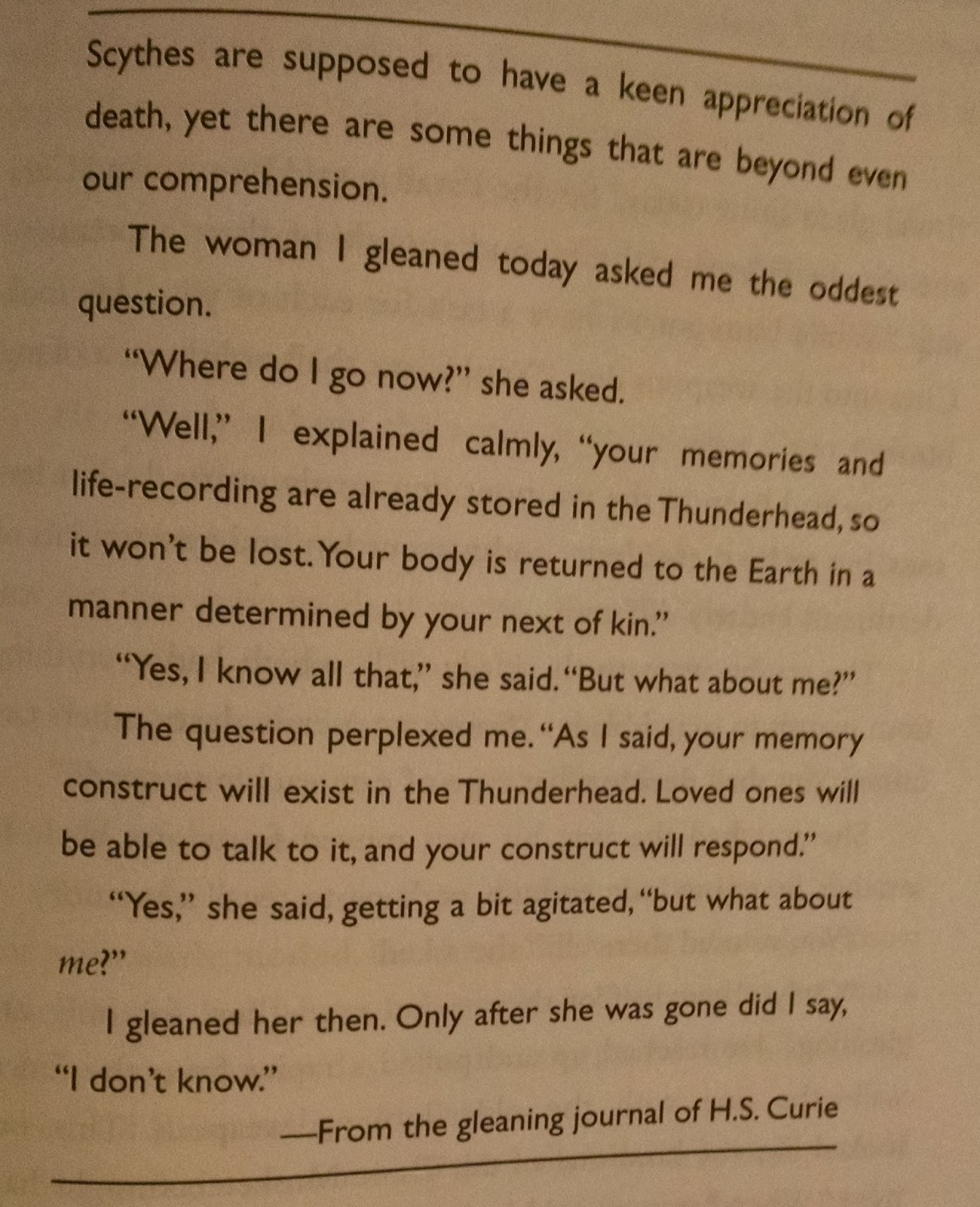 Jeanne's Cyberspot for Reading Response: Scythe