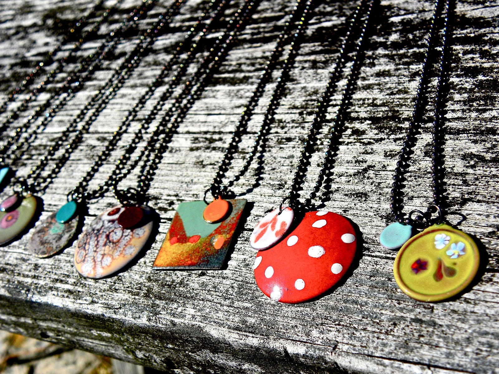 Barbara Lewis torchfired enamel Simple Summertime Necklaces