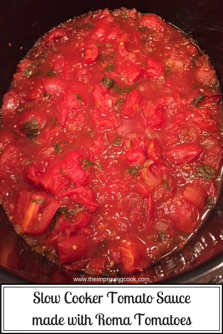 Slow Cooker Tomato Sauce made with Roma Tomatoes