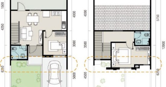 LINGKAR WARNA 5 Denah rumah  minimalis  ukuran 7x12 meter 2 kamar  tidur  2 lantai  tampak  depan 