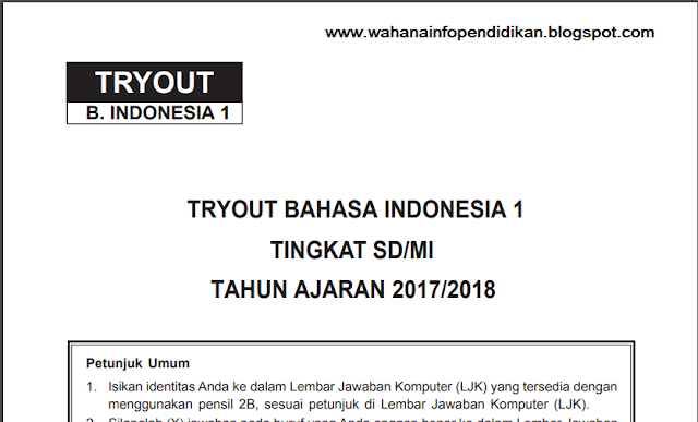Soal Bahasa Indonesia USBN SD/MI  2018 dan Kunci Jawaban