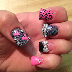 cheetah nail designs nails acrylic easy pink bling simple rhinestone styles idea short fake