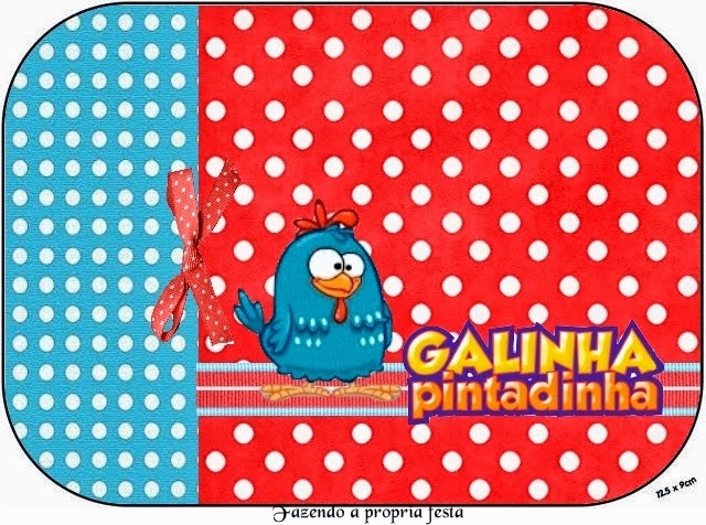 Gallinita Pintadita en Rojo y Celeste: Kit para Imprimir Gratis. Etiquetas de Gallinita Pintadita en Rojo y Celeste para imprimir gratis.