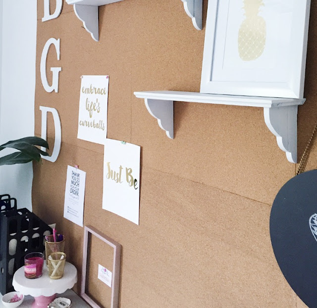 DIY Corkboard Wall for Home Office from #Behindthebiggreendoor