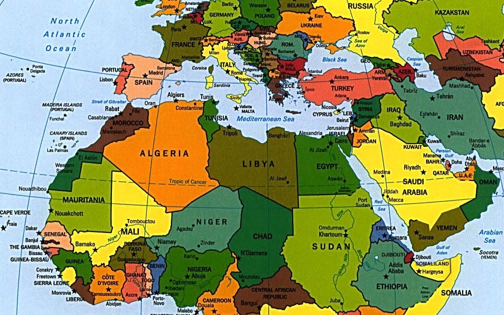 Afrika Karta över Region Politiska