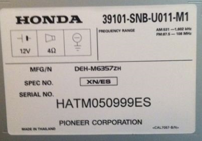 Radio Codes Calculator: Honda Radio Code Calculator