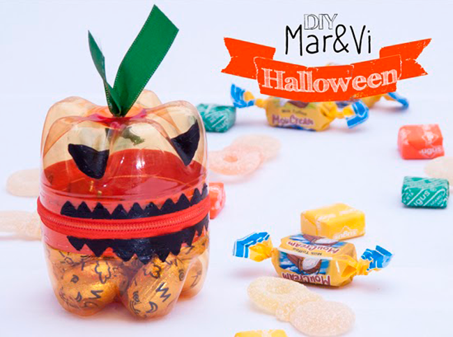 Especial Halloween: cajitas calabaza con botellas recicladas