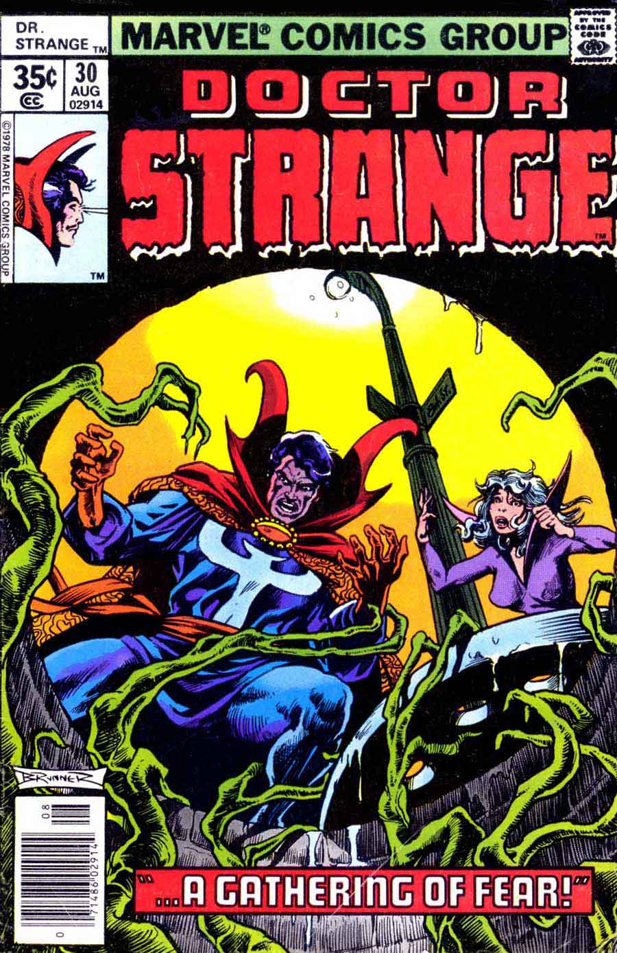 Frank Brunner  bronze age 1970s marvel comic book cover art - Doctor Strange v2 #30