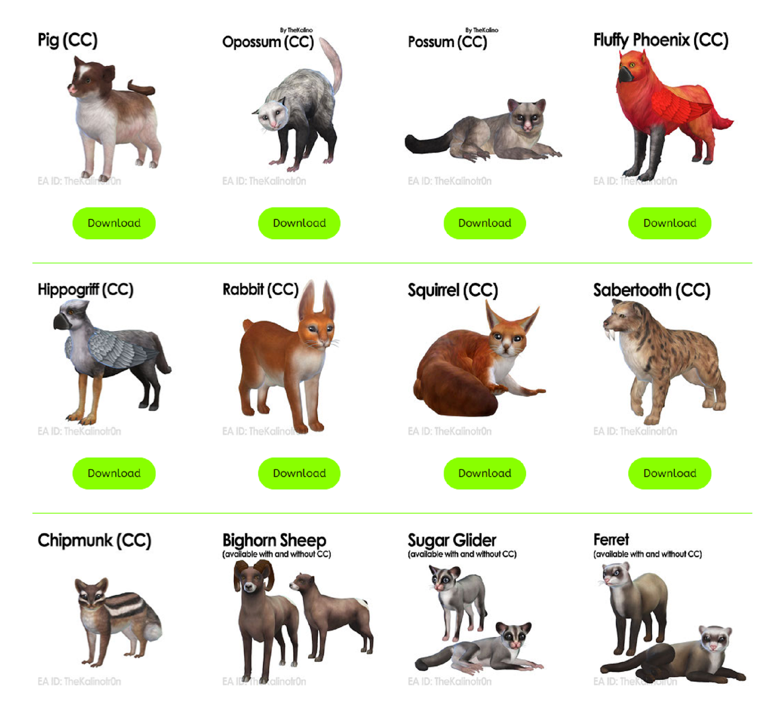 Animals CC by Kalino SIMS4 Clove share Asia Tổng hợp Custom Content