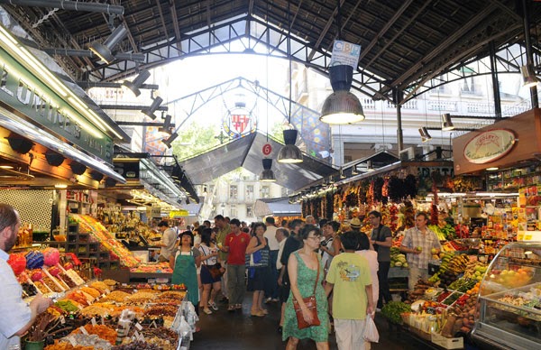 El Mercado de la Boquería, en la Rambla de Barcelona