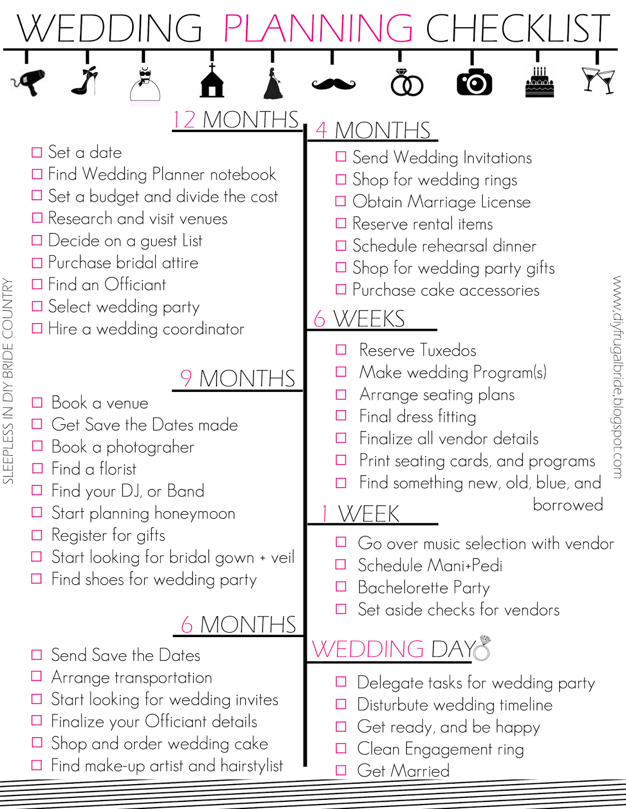 Sleepless In DIY Bride Country Wedding Checklist Sleepless In DIY Bride Country Wedding Checklist