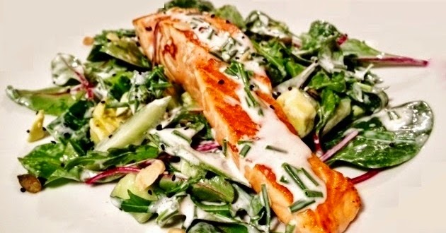 Salade De Saumon Mi Cuit Sauce Au Yaourt