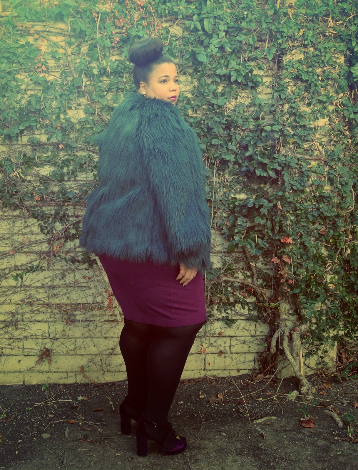 Faux Fur Coat, GwynnieBee, SimplyBe, plus size dress