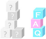 FAQs and question mark cube blocks.