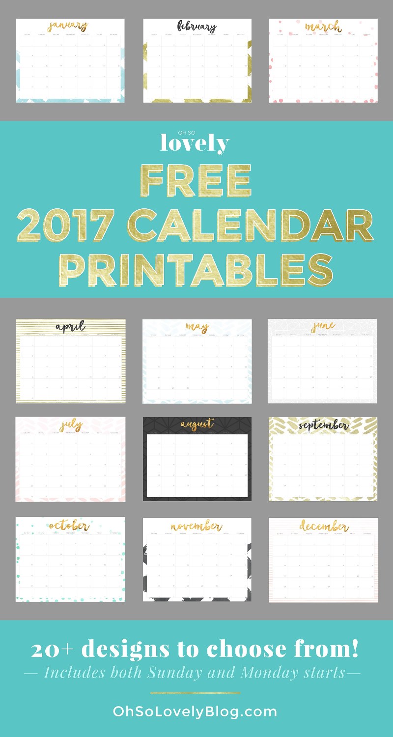 15 darmowych kalendarzy do druku na 2017 rok. 