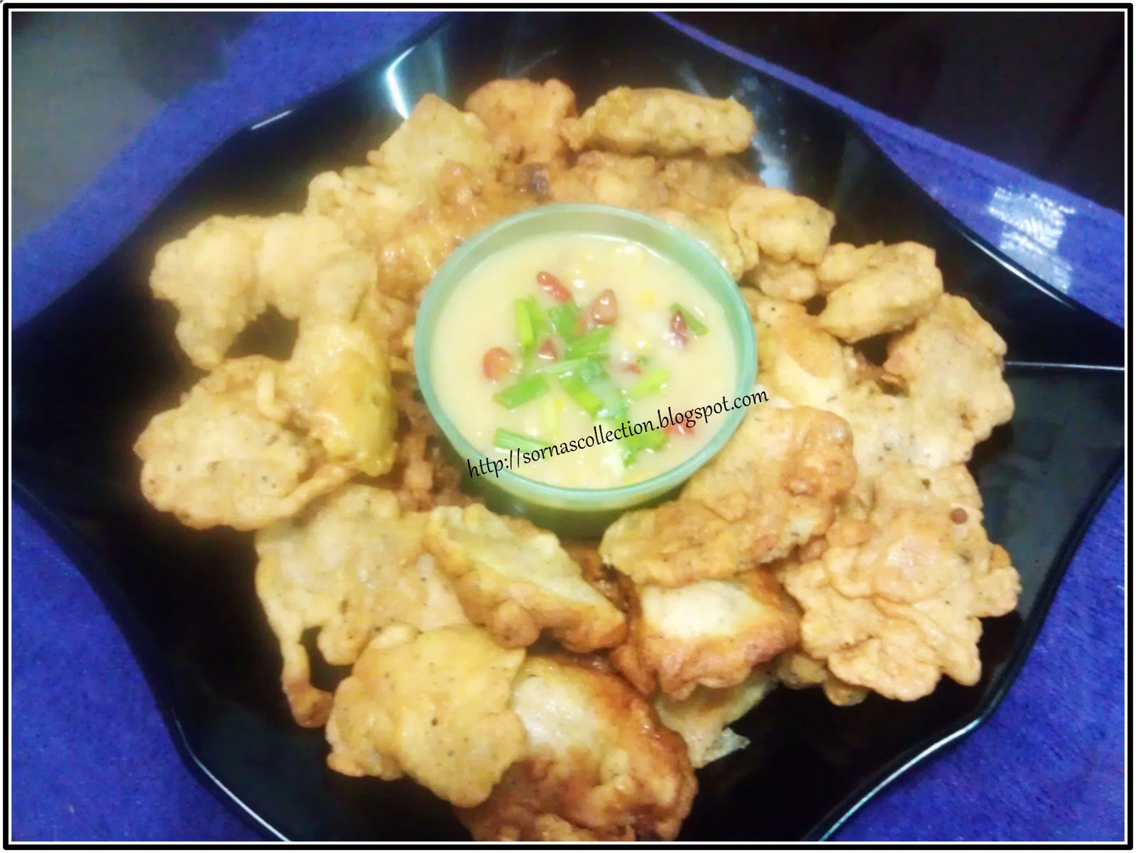 My Recipes CHICKEN FRITTERS WITH SPICY CREAMY CORN SAUCE