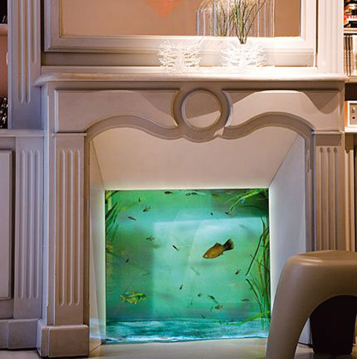 An Aquarium, Fish Tank Built In Bookcase