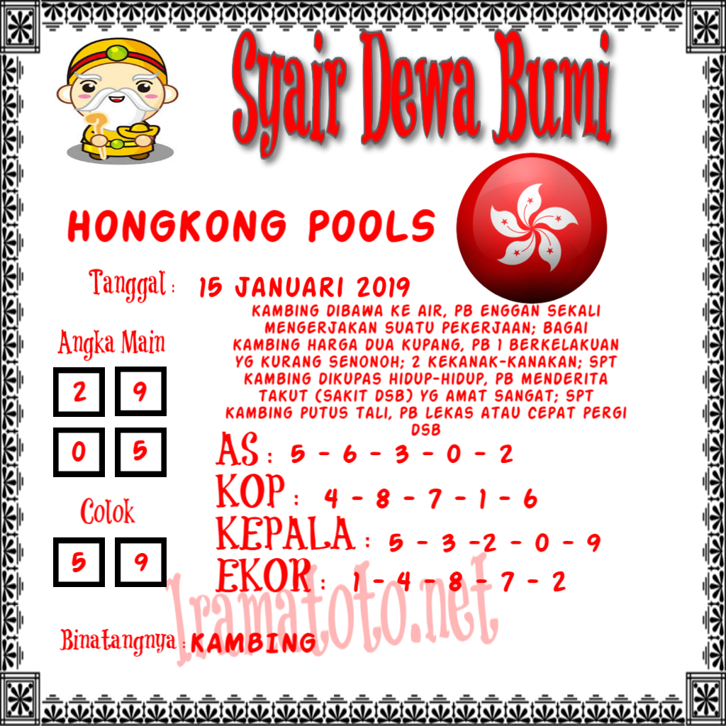 SYAIR HONGKONG 15 JANUARY 2019 PREDIKSI DAN SYAIR TOGEL