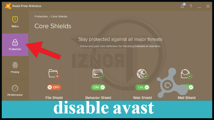 avast behavior shield turns off 2018