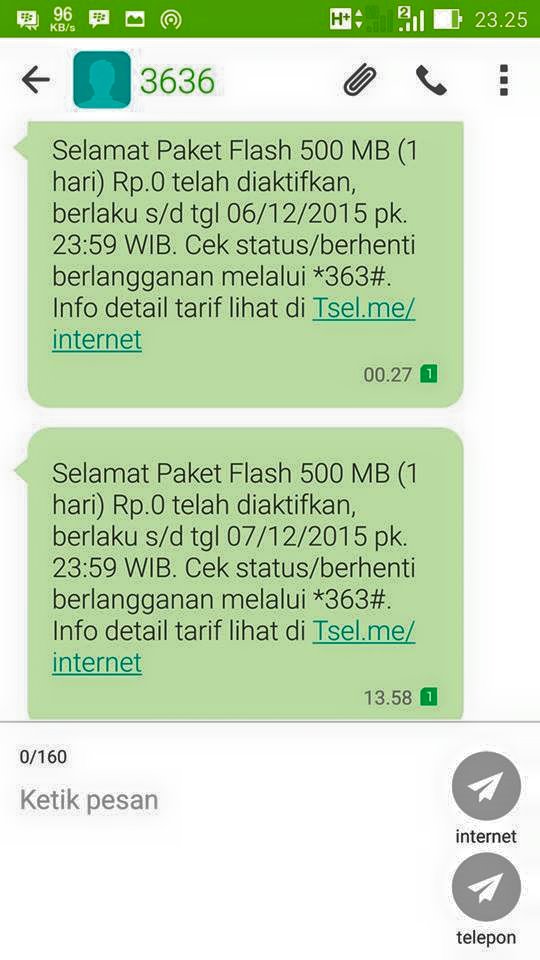 Paket 500 Mb /1 Hari Rp 0 / Cara Daftar Paket