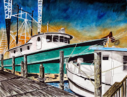 shrimp boat painting watercolor nautical fine paintings prints florida lighthouse marine artsyhome acrylic derek mccrea apalachicola coastal still oil inches