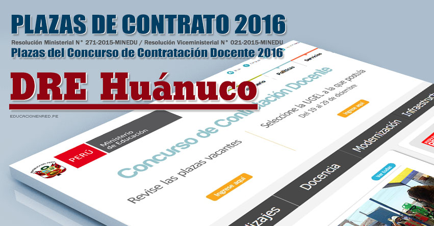 DRE Huánuco: Plazas Vacantes Contrato Docente 2016 (.PDF) www.drehuanuco.gob.pe DRE Huánuco: Plazas Vacantes Contrato Docente 2016 (.PDF) www.drehuanuco.gob.pe