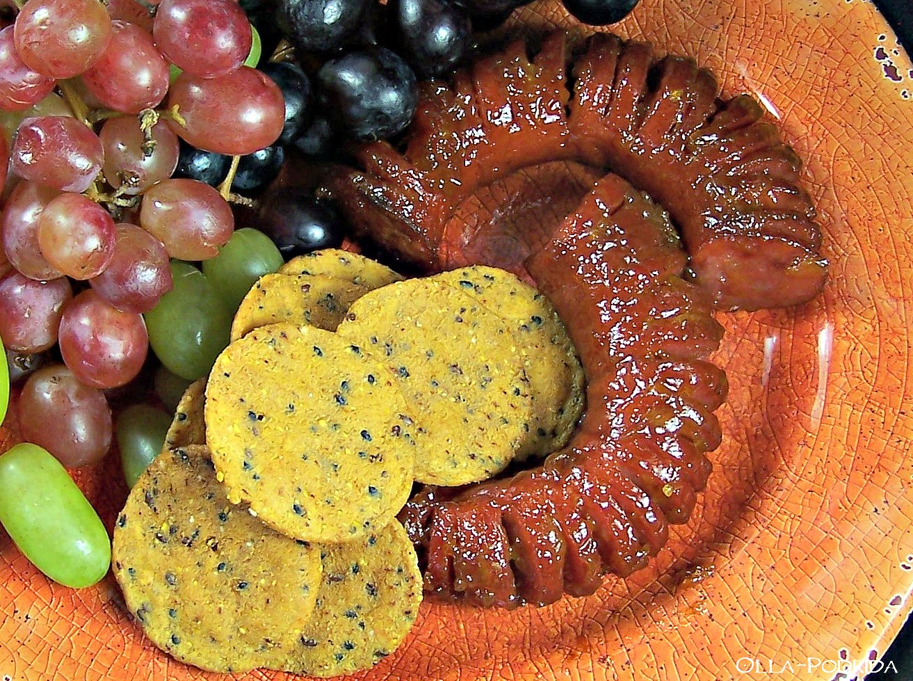 OllaPodrida Baked Summer Sausage with Apricot Mustard Glaze