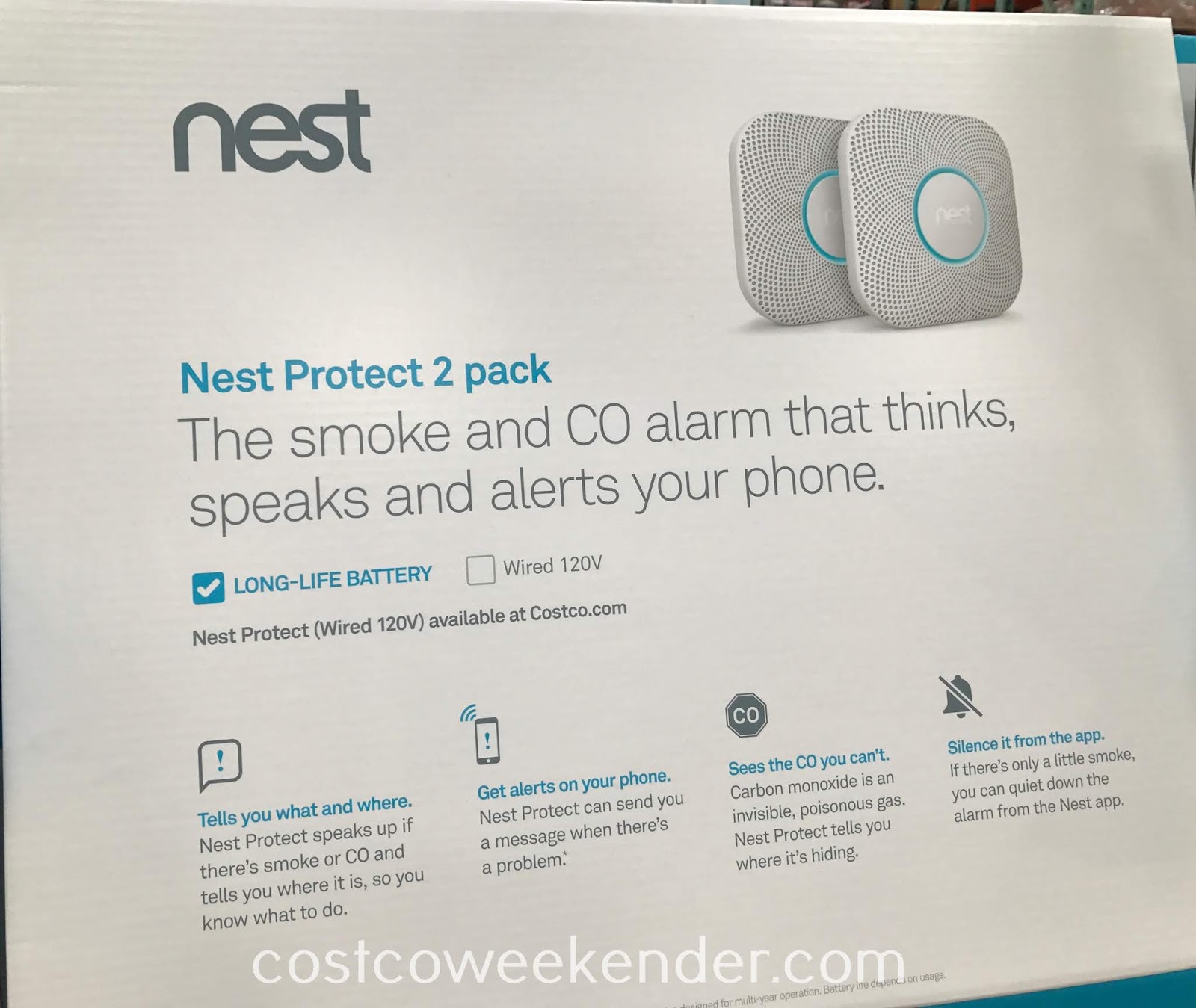 Nest Protect Battery Power Smoke and CO Alarm (2 pack) Costco Weekender