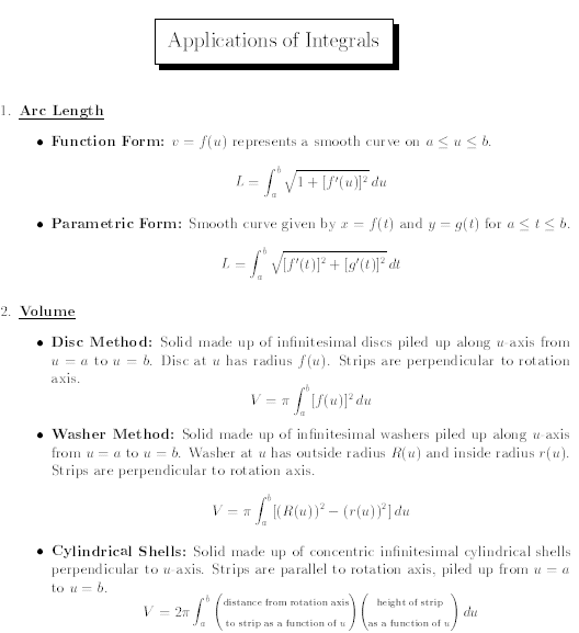 Formulas for application of integral