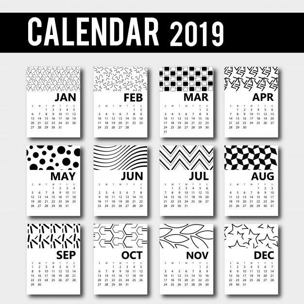 Calendários fofos de 2019 grátis para imprimir