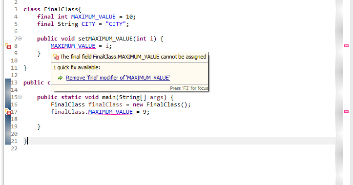 final Keyword in Java With Examples | Tech Tutorials