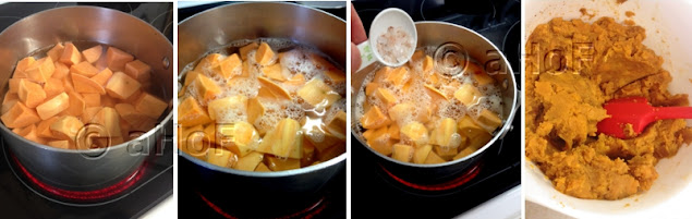 Making sweet potato casserole, step by step