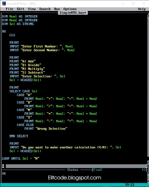 QBASIC TUTORIAL 11 - The QBasic Challenge (End) ~ ELITCODE - Learning ...