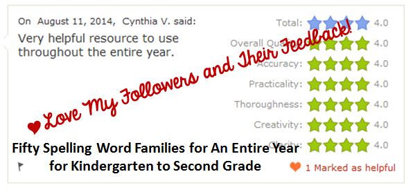 Fifty Spelling Word Families for An Entire Year for Kindergarten to Second Grade