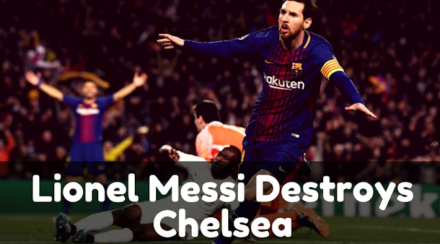 Lionel Messi celebrating Scoring against Chelsea