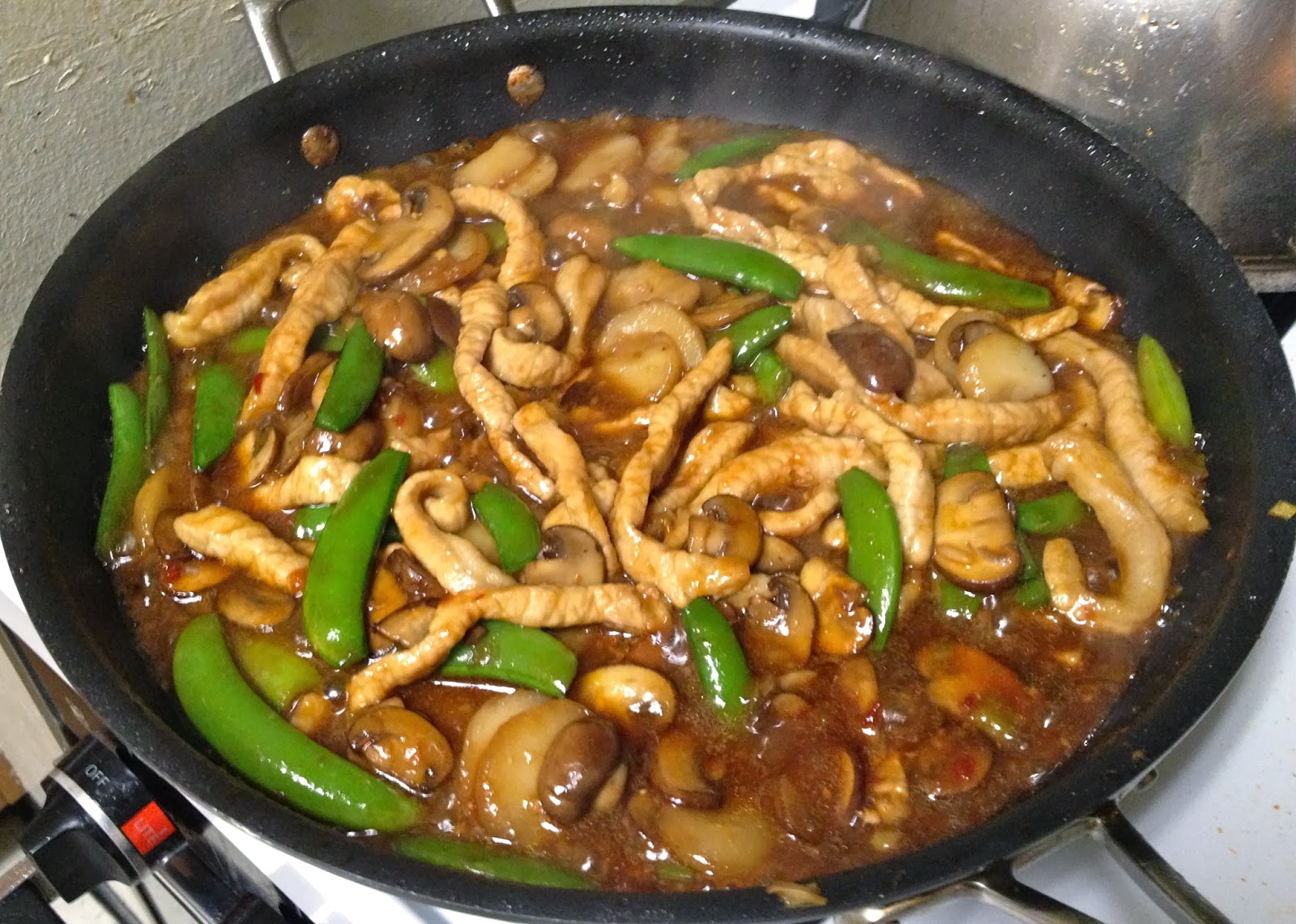 Sichuan Stir Fried Pork In Garlic Sauce With Mushrooms Water Chestnuts And Snap Peas C H E W I N G T H E F A T