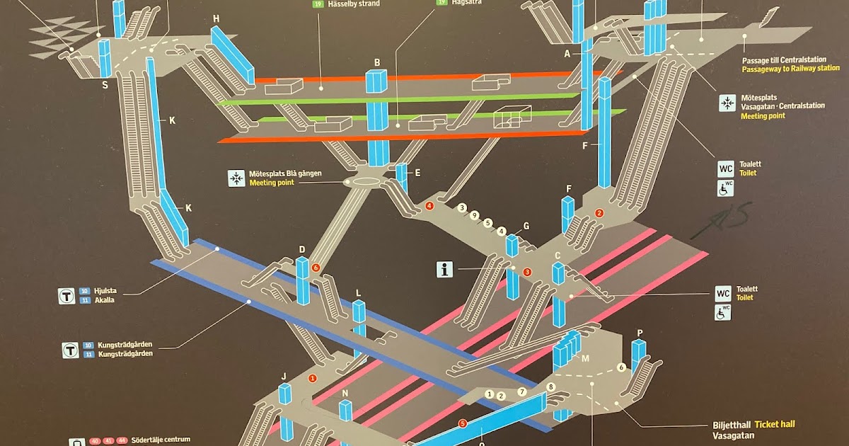 Karta över Stockholm City pendeltågsstation 2020