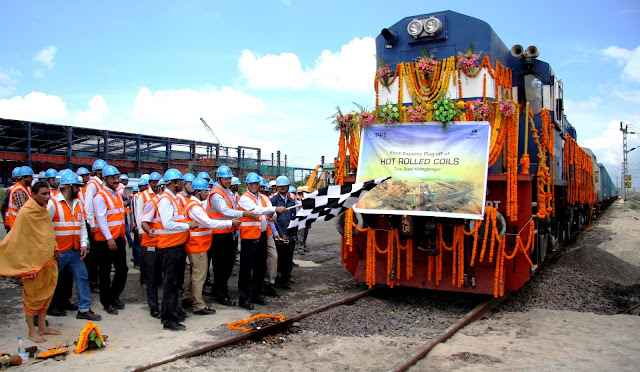 Tata Steel flags off of the first Hot Rolled steel export rake from Kalinganagar Plant 
