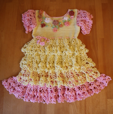 Lemon & Pink Dress with Pineapple Motifs - Free Pattern