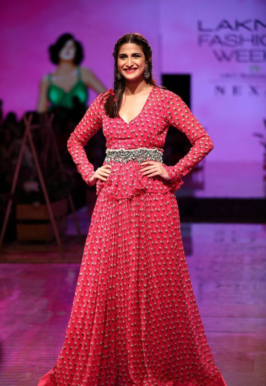 Beautiful Indian model Aahana Kumra At Lakme Fashion Week 2019