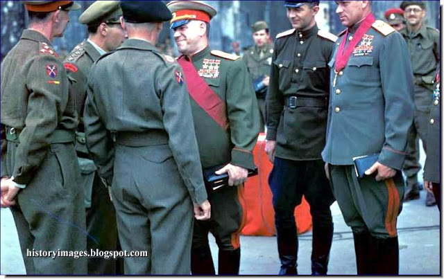  Georgy Zhukov Konstantin Rokossovsky Bernard Montgomery  Brandenburg Gate  Berlin